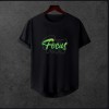  Unisex Oversize Modern Boy Pamuklu Etek Oval Siyah Baskili T-shirt